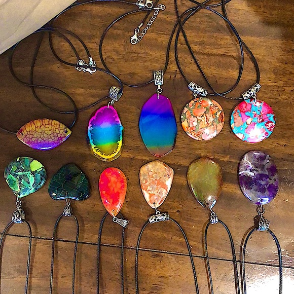 Natural Gemstones & Fossil Pendant Necklaces Hand Honed Ornate Bail BOUTIQUE - Picture 16 of 16